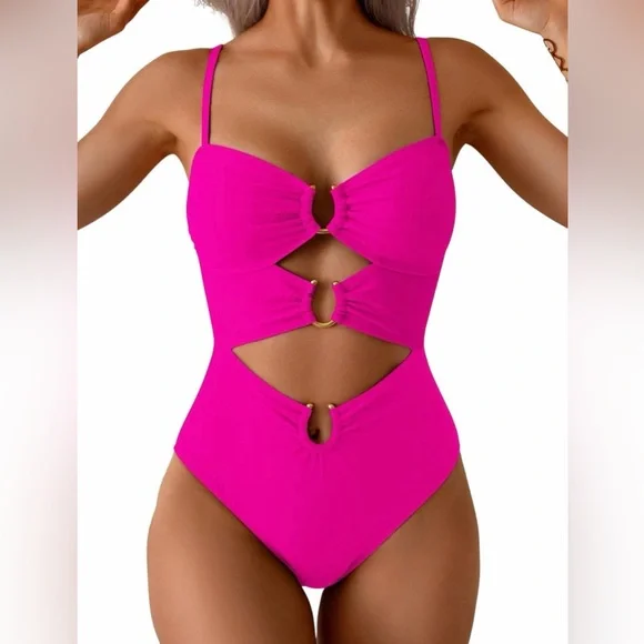 Eomenie Hot Pink One Piece Swimsuit Size M - Picture 4 of 15